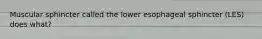 Muscular sphincter called the lower esophageal sphincter (LES) does what?