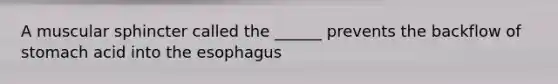 A muscular sphincter called the ______ prevents the backflow of stomach acid into the esophagus