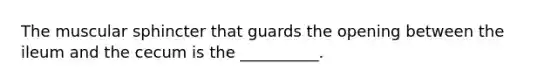 The muscular sphincter that guards the opening between the ileum and the cecum is the __________.