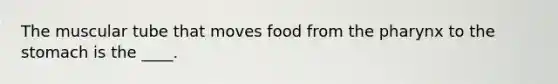 The muscular tube that moves food from the pharynx to the stomach is the ____.