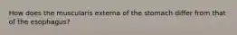 How does the muscularis externa of the stomach differ from that of the esophagus?