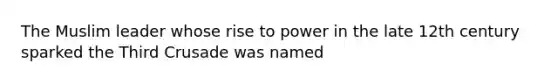 The Muslim leader whose rise to power in the late 12th century sparked the Third Crusade was named