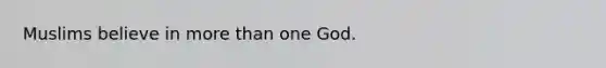 Muslims believe in more than one God.