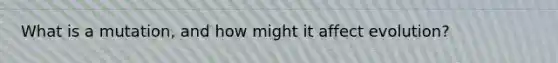 What is a mutation, and how might it affect evolution?