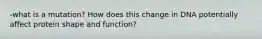 -what is a mutation? How does this change in DNA potentially affect protein shape and function?