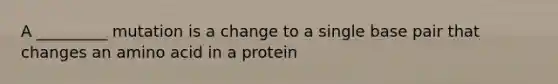 A _________ mutation is a change to a single base pair that changes an amino acid in a protein