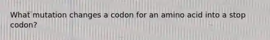 What mutation changes a codon for an amino acid into a stop codon?