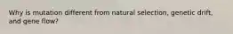 Why is mutation different from natural selection, genetic drift, and gene flow?