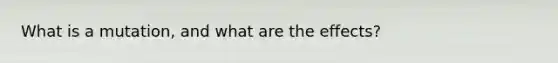 What is a mutation, and what are the effects?