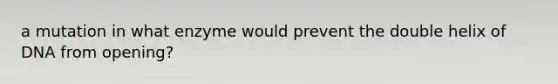 a mutation in what enzyme would prevent the double helix of DNA from opening?