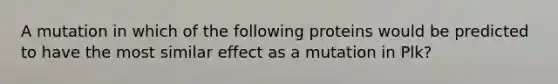 A mutation in which of the following proteins would be predicted to have the most similar effect as a mutation in Plk?