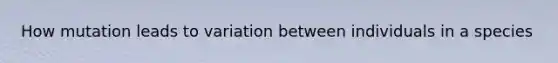 How mutation leads to variation between individuals in a species