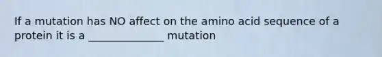 If a mutation has NO affect on the amino acid sequence of a protein it is a ______________ mutation