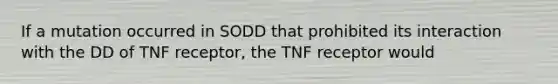 If a mutation occurred in SODD that prohibited its interaction with the DD of TNF receptor, the TNF receptor would