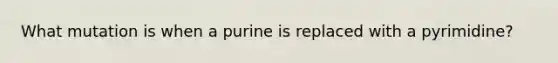 What mutation is when a purine is replaced with a pyrimidine?