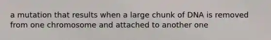 a mutation that results when a large chunk of DNA is removed from one chromosome and attached to another one