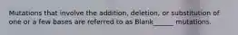 Mutations that involve the addition, deletion, or substitution of one or a few bases are referred to as Blank______ mutations.