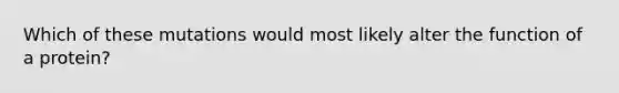 Which of these mutations would most likely alter the function of a protein?