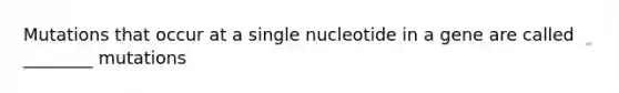 Mutations that occur at a single nucleotide in a gene are called ________ mutations