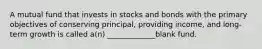 A mutual fund that invests in stocks and bonds with the primary objectives of conserving principal, providing income, and long-term growth is called a(n) _____________blank fund.