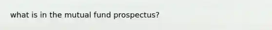 what is in the mutual fund prospectus?