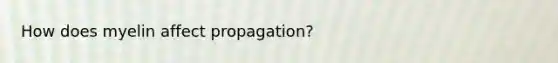 How does myelin affect propagation?