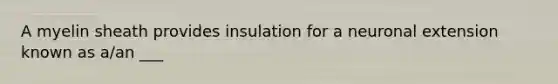 A myelin sheath provides insulation for a neuronal extension known as a/an ___