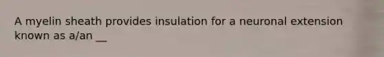 A myelin sheath provides insulation for a neuronal extension known as a/an __