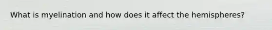 What is myelination and how does it affect the hemispheres?