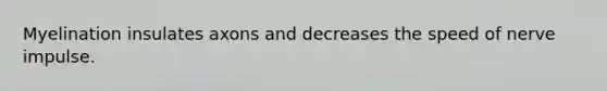 Myelination insulates axons and decreases the speed of nerve impulse.