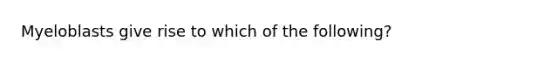 Myeloblasts give rise to which of the following?