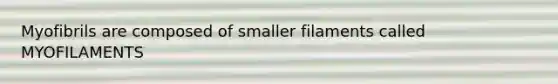 Myofibrils are composed of smaller filaments called MYOFILAMENTS