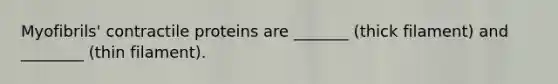 Myofibrils' contractile proteins are _______ (thick filament) and ________ (thin filament).