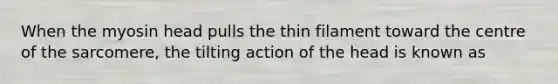 When the myosin head pulls the thin filament toward the centre of the sarcomere, the tilting action of the head is known as