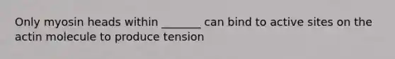 Only myosin heads within _______ can bind to active sites on the actin molecule to produce tension