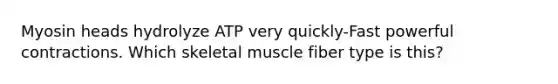 Myosin heads hydrolyze ATP very quickly-Fast powerful contractions. Which skeletal muscle fiber type is this?