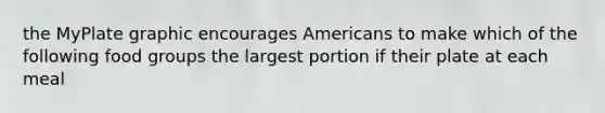 the MyPlate graphic encourages Americans to make which of the following food groups the largest portion if their plate at each meal