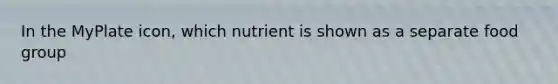 In the MyPlate icon, which nutrient is shown as a separate food group