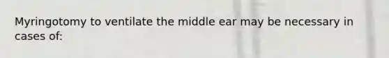 Myringotomy to ventilate the middle ear may be necessary in cases of: