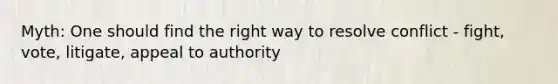 Myth: One should find the right way to resolve conflict - fight, vote, litigate, appeal to authority