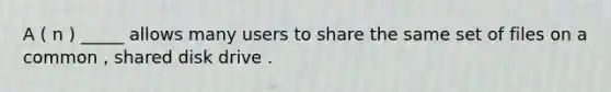 A ( n ) _____ allows many users to share the same set of files on a common , shared disk drive .