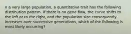 n a very large population, a quantitative trait has the following distribution pattern. If there is no gene flow, the curve shifts to the left or to the right, and the population size consequently increases over successive generations, which of the following is most likely occurring?