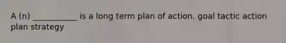 A (n) ___________ is a long term plan of action. goal tactic action plan strategy