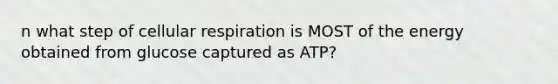 n what step of cellular respiration is MOST of the energy obtained from glucose captured as ATP?