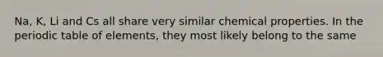 Na, K, Li and Cs all share very similar chemical properties. In the periodic table of elements, they most likely belong to the same