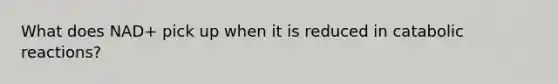 What does NAD+ pick up when it is reduced in catabolic reactions?