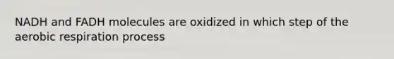 NADH and FADH molecules are oxidized in which step of the aerobic respiration process