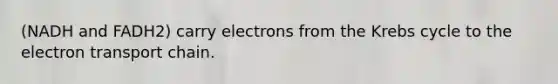 (NADH and FADH2) carry electrons from the Krebs cycle to the electron transport chain.