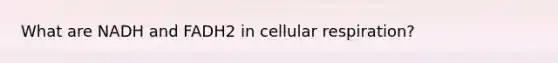 What are NADH and FADH2 in cellular respiration?