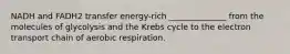 NADH and FADH2 transfer energy-rich ______________ from the molecules of glycolysis and the Krebs cycle to the electron transport chain of aerobic respiration.